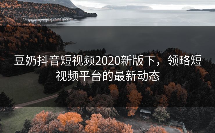 豆奶抖音短视频2020新版下，领略短视频平台的最新动态