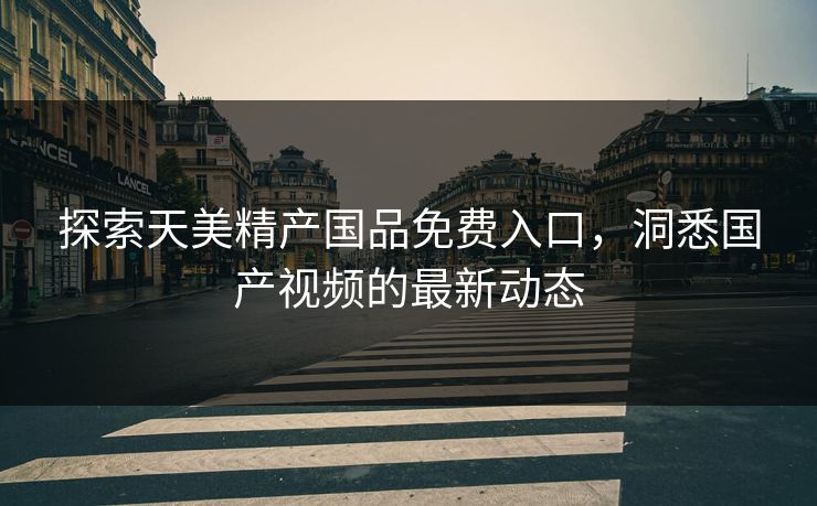 探索天美精产国品免费入口，洞悉国产视频的最新动态