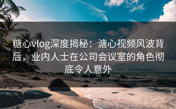 糖心vlog深度揭秘：溏心视频风波背后，业内人士在公司会议室的角色彻底令人意外