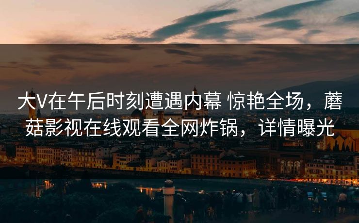 大V在午后时刻遭遇内幕 惊艳全场，蘑菇影视在线观看全网炸锅，详情曝光