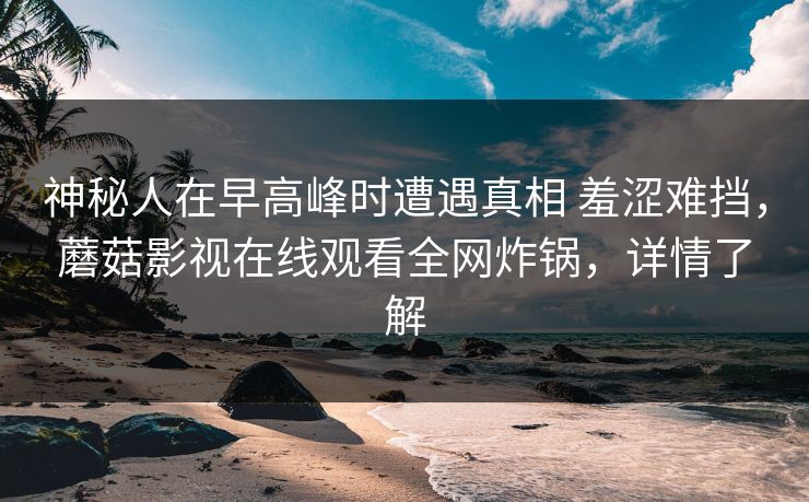 神秘人在早高峰时遭遇真相 羞涩难挡,蘑菇影视在线观看全网炸锅,详情了解 神秘人在早高峰时遭遇真相 羞涩难挡,蘑菇影视在线观看全网炸锅,详情了解